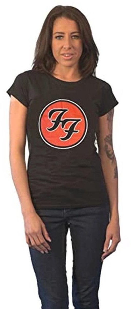 Dames T-shirt met Band Logo - Skinny Fit Zwart