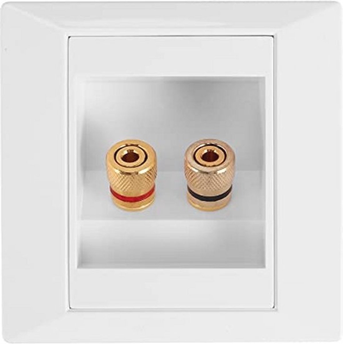 Wandcontactdoos voor luidsprekers met banaanstekker - 2 stopcontacten, verguld, kunststof, 86 mm x 86 mm