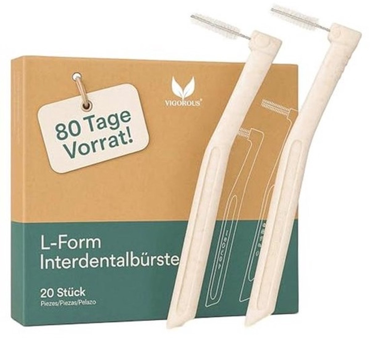 Interdentale borstels L-vorm - maat 5, 0,8 mm - 20 duurzame tussenruimteborstels