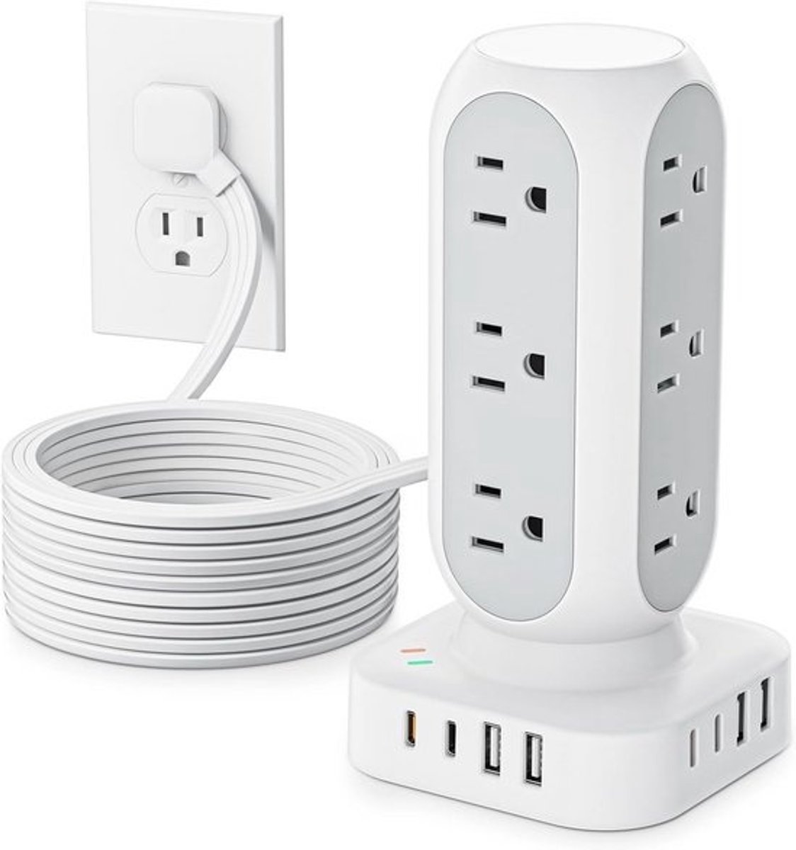 Universele Stroomtoren met Veel Stopcontacten en USB-C Oplaadpoorten