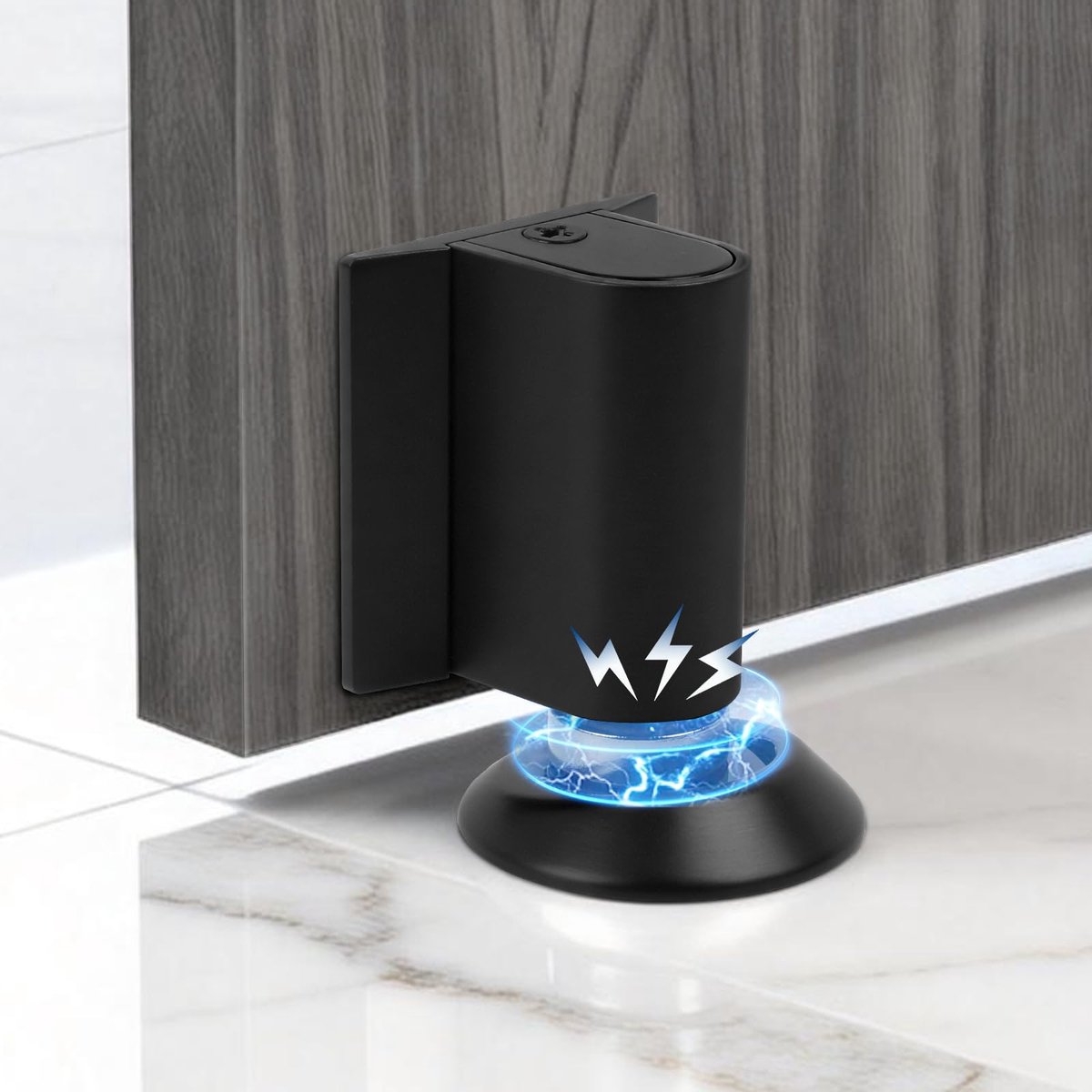 Magnetische Deurstopper - Zelfklevend Zonder Boren Zwaar RVS - Voor Vloer en Wand - Zwart