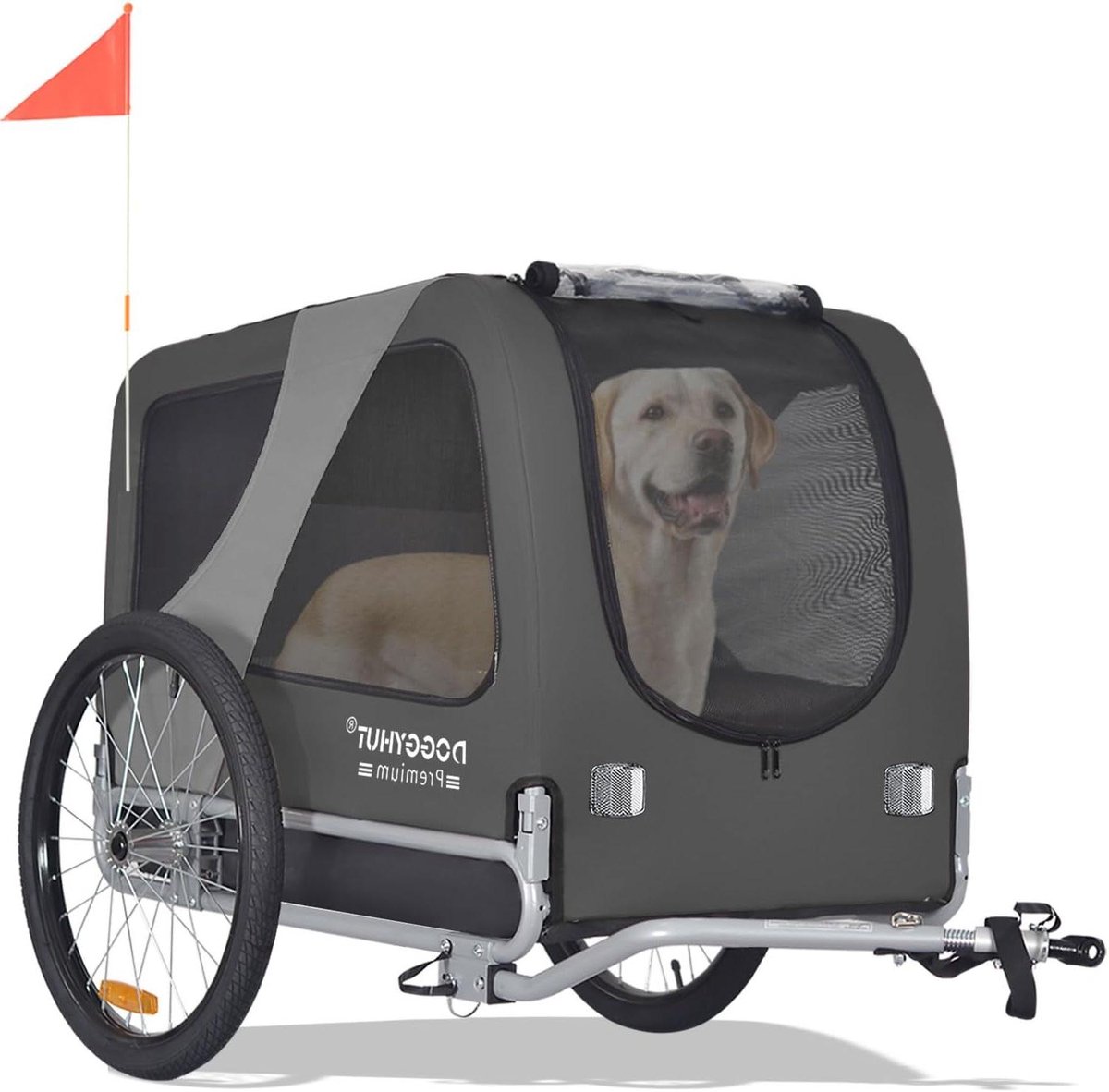 Hondenfietskar - Huisdieraanhanger - Actief met hond - Versterkte stabiele bodem - Tot 35 kg - Grijs