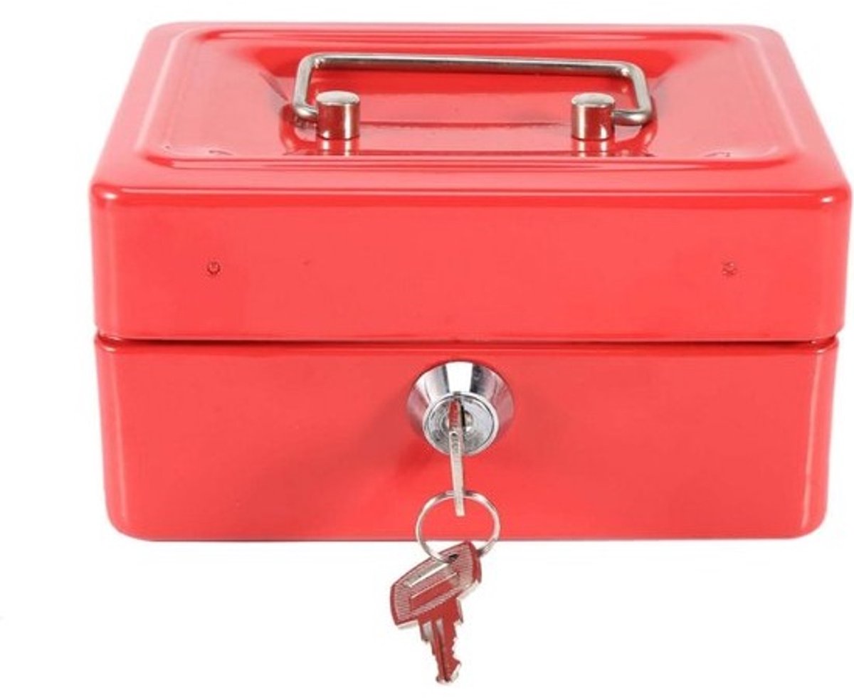 Mini Veiligheidsdoos - Geldkistje Kluis - Waardevolle Spullen Bewaren - Sleutel Slot Systeem - 15x12x7.5 cm - Zwart