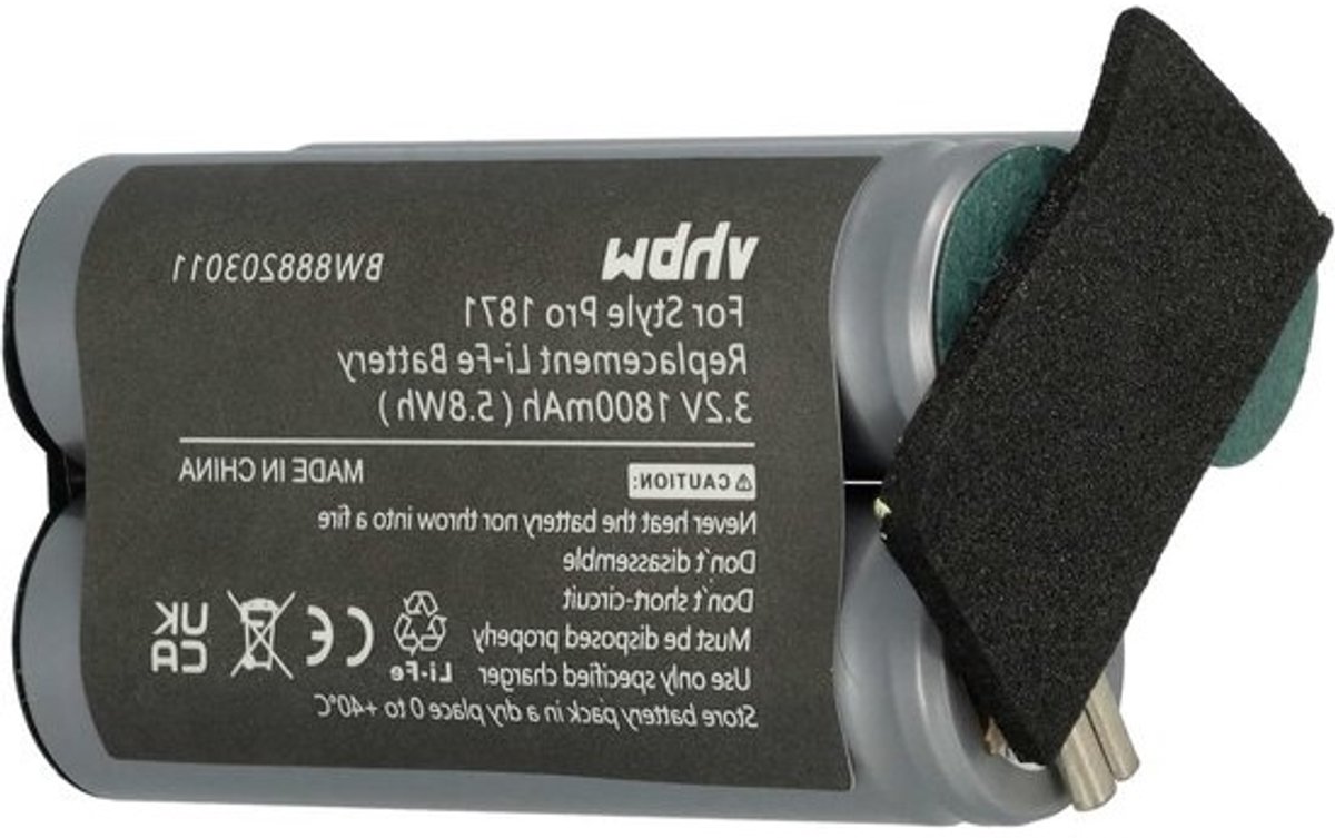 Batterij Vervanging - Oplaadbare Accu - Knippen Verzorgen - Getest en Veilig - 1800mAh 3.2V - Zwart