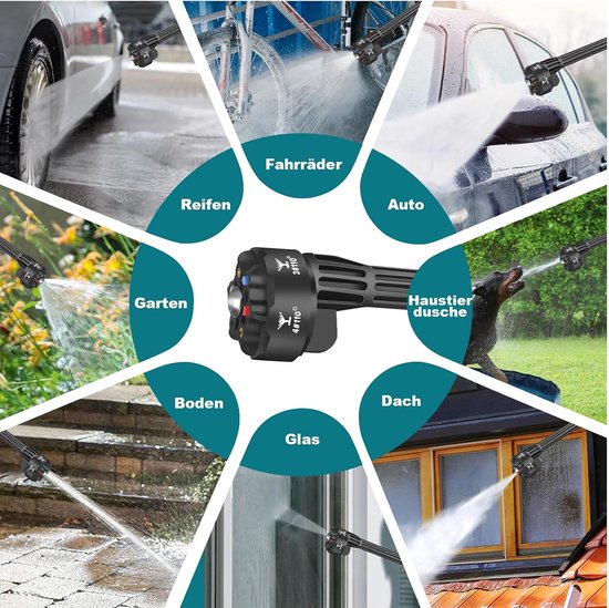 Hogedrukreiniger - Schoonmaakapparaat - Auto en tuin - 6-in-1 mondstuk - 5 meter slang - Blauw — afbeelding 5