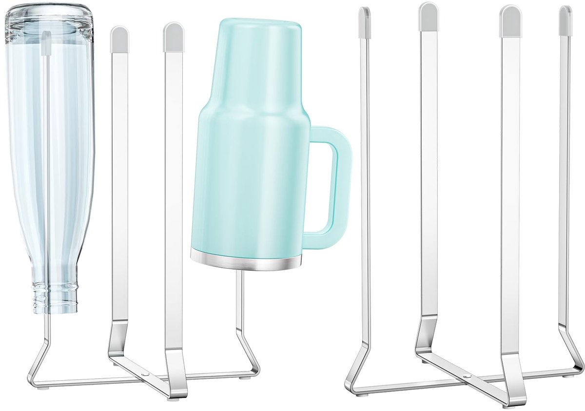 Afdruiprek - Opvouwbaar RVS - Voor flessen, babyflessen en plastic zakken - Zilverkleurig, 2 stuks