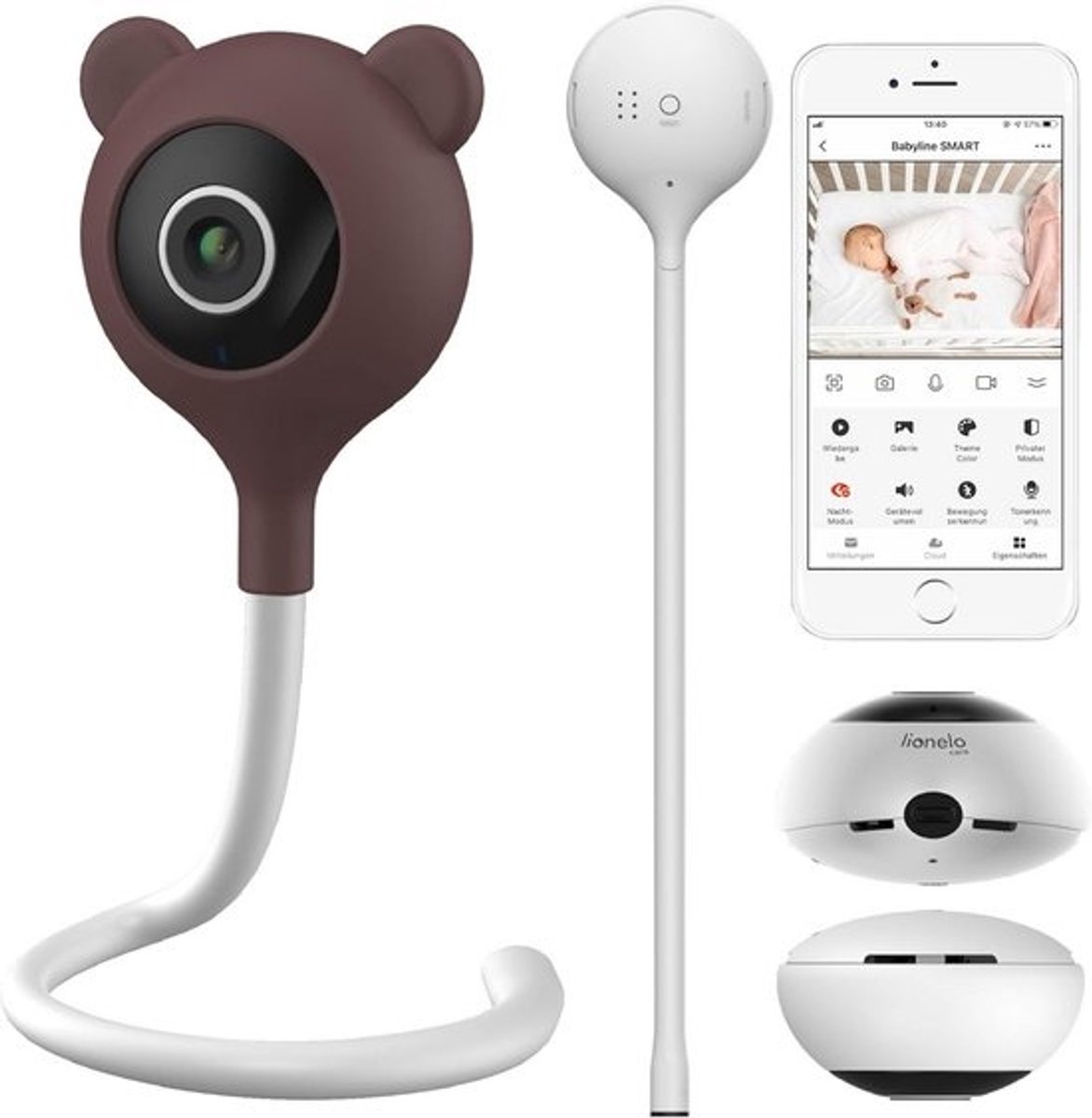 Slimme Babyfoon met Camera – WiFi Live Beeld, Bewegings- en Geluidsdetectie, Nachtzicht tot 10 m, Temperatuur- en Luchtvochtigheidssensor, Tweerichtingscommunicatie, 8 Slaapliedjes, App-besturing