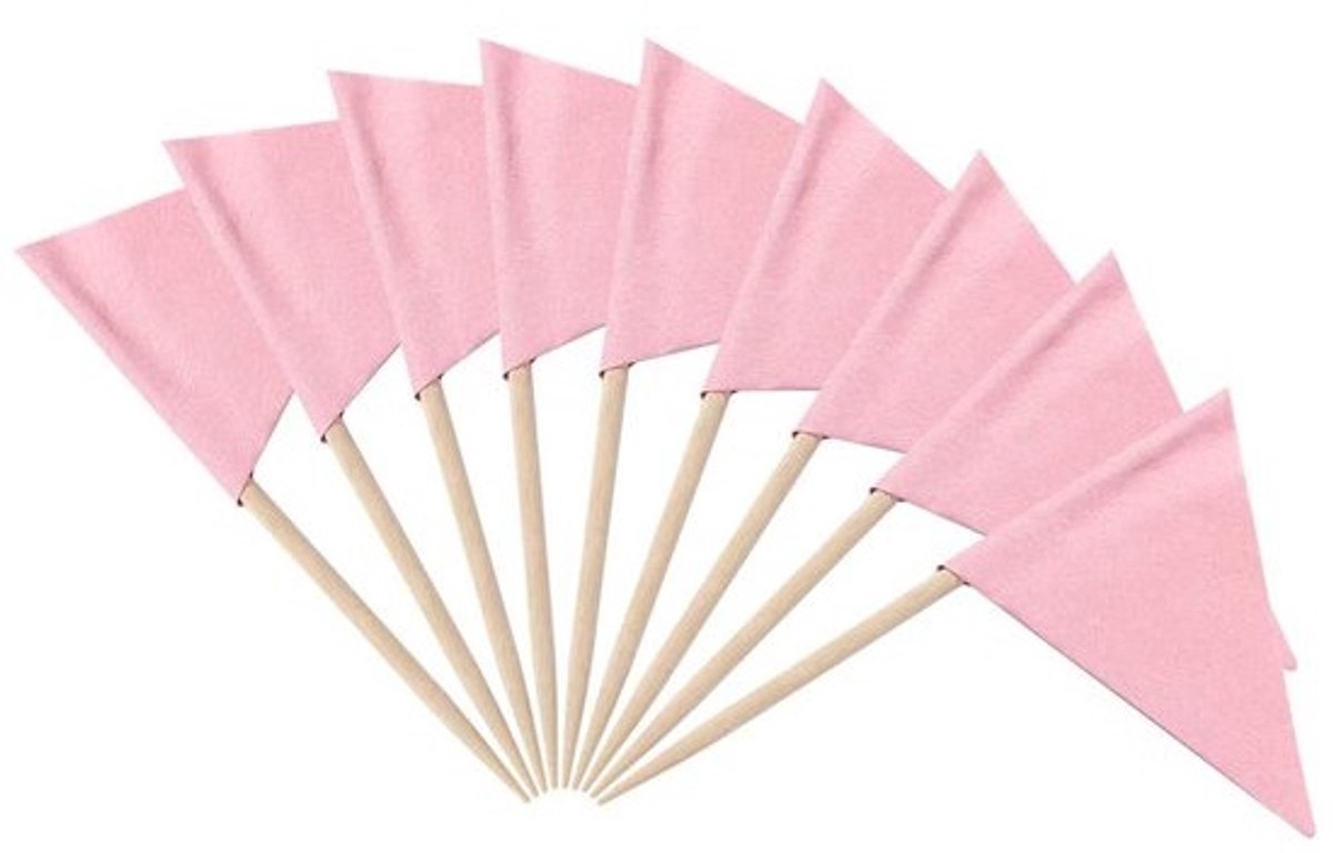 Set tandenstokers 100 stuks driehoekig roze