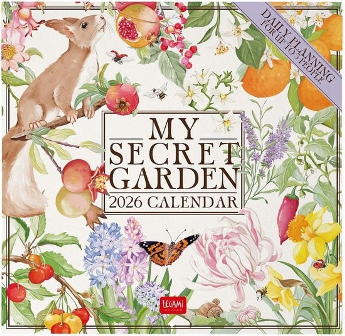 My Secret Garden Wandkalender 2026 - 12-Maanden Kalender met Planner - Grote Formaat 30x29 cm - Notitiesruimte, Sterrenbeelden & Feestdagen - Tuin Thema Decoratie voor Thuis en Kantoor