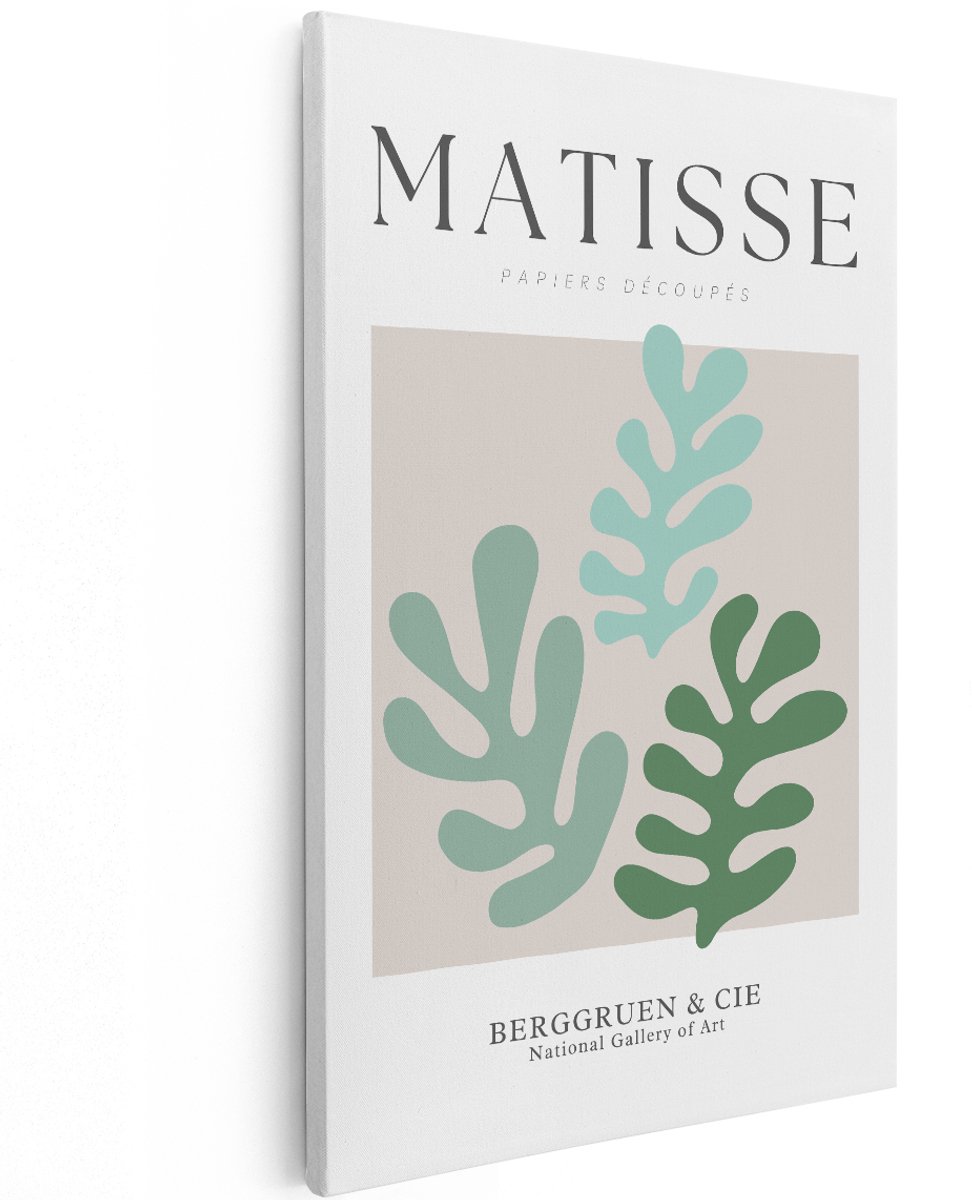 Artaza Canvas Schilderij Matisse - 120x180 cm - Groot - Wanddecoratie Abstract - Muurdecoratie Bladeren - Decoratie Modern - Groen