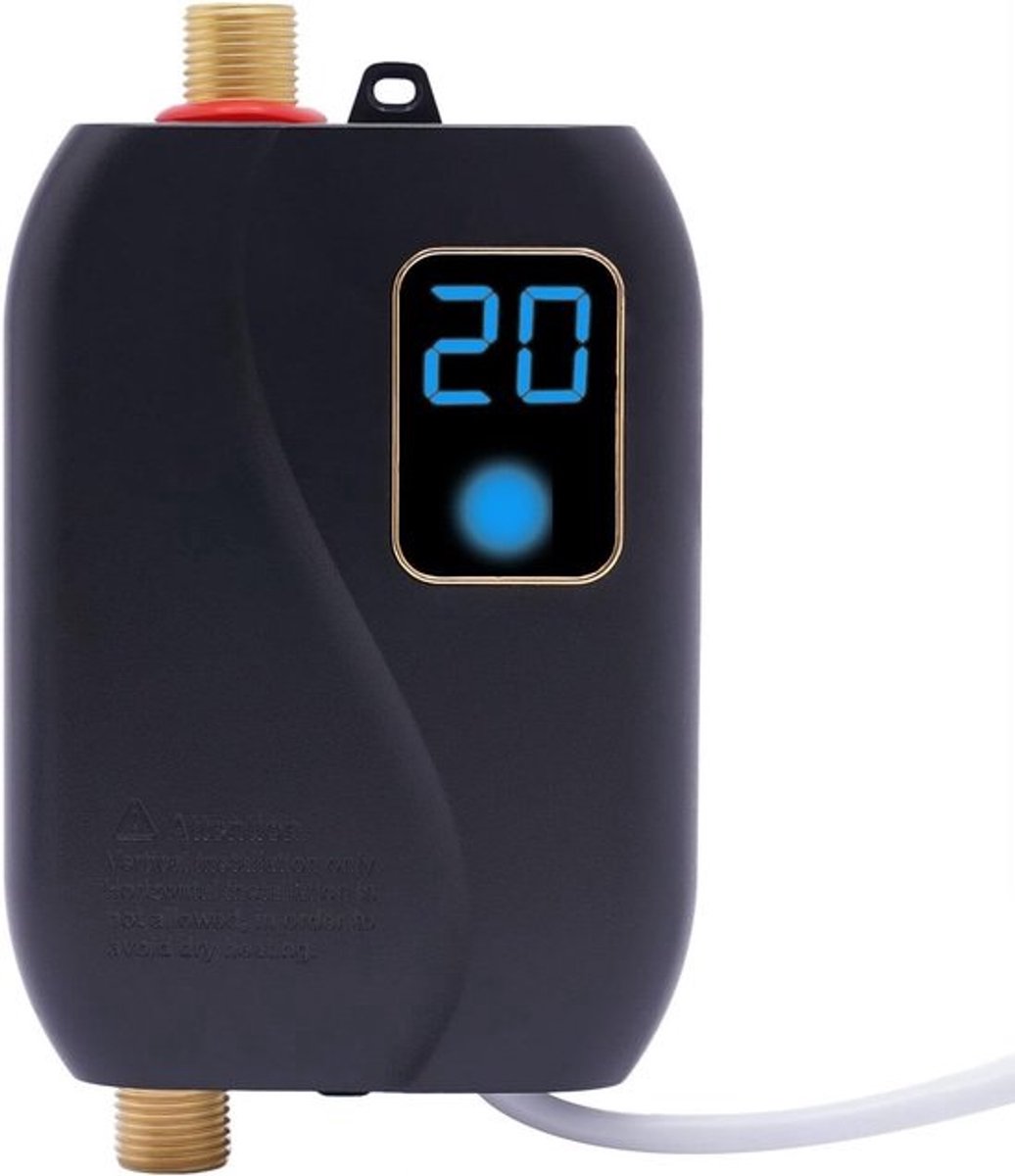 Mini Doorstroomboiler - Tankloze Boiler - Direct Heet Water - Snelle Verwarming 3 Sec - 3500 Watt - Zwart