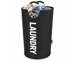 BOTC Wasmand - Waszak - 115L - Laundry basket - Wassorteerder - 43x79 cm - waszak vouwbaar - draagbaar wasbox - Zwart
