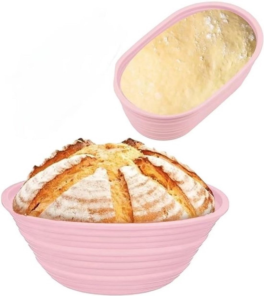 Banneton-emmer voor zuurdesem-brood bakken, siliconen stof met anti-aanbaklaag, vouwbaar houten frame, 9,3 inch rond en 10,2 inch ovaal, meerdere kleuren beschikbaar
