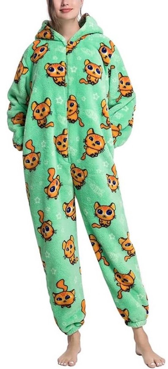Pyjama Jumpsuit Hoodie met Dierenpatroon - Flanellen Slaapzak voor Vrouwen en Mannen