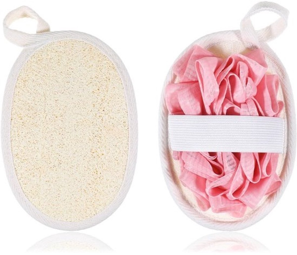 Natuurlijke Luffa Sponzen Set van 2 - Beige Scrub voor Douche en Bad