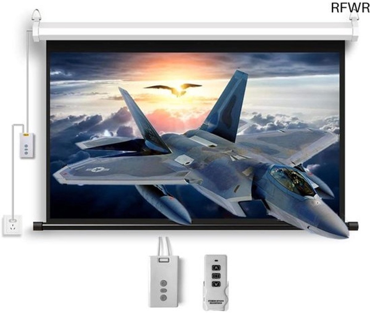 RFWR® Gemotoriseerd Projectiescherm 60 inch met Afstandsbediening - Elektrisch Filmscherm voor Wand of Plafond