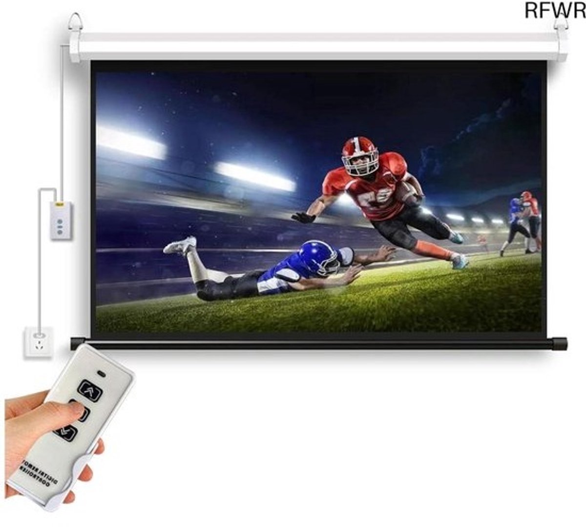 RFWR® Elektrisch Projectiescherm 60 Inch - Perfect voor Buitenevenementen en Thuisbioscopen