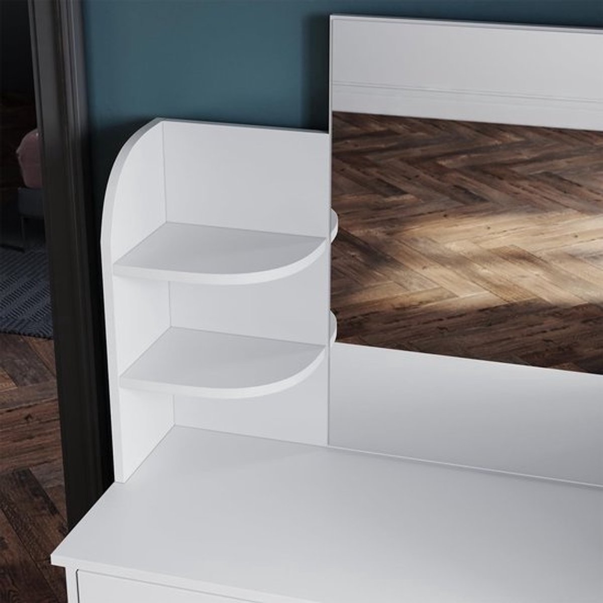 Witte Make-uptafel met LED-verlichting en Hollywoodspiegel - Kaptafel met Kruk - Cosmeticatafel 108 x 40 x 140 cm