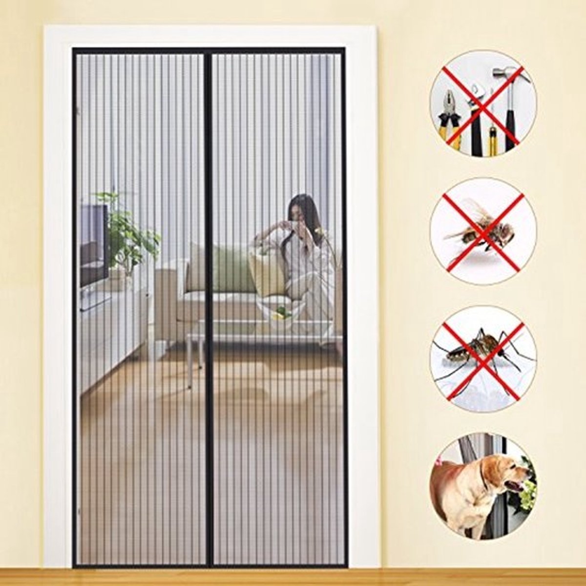 Vliegengaas Magnetisch Voor Deuren - Insectenbescherming Zonder Boren - 110x220 cm