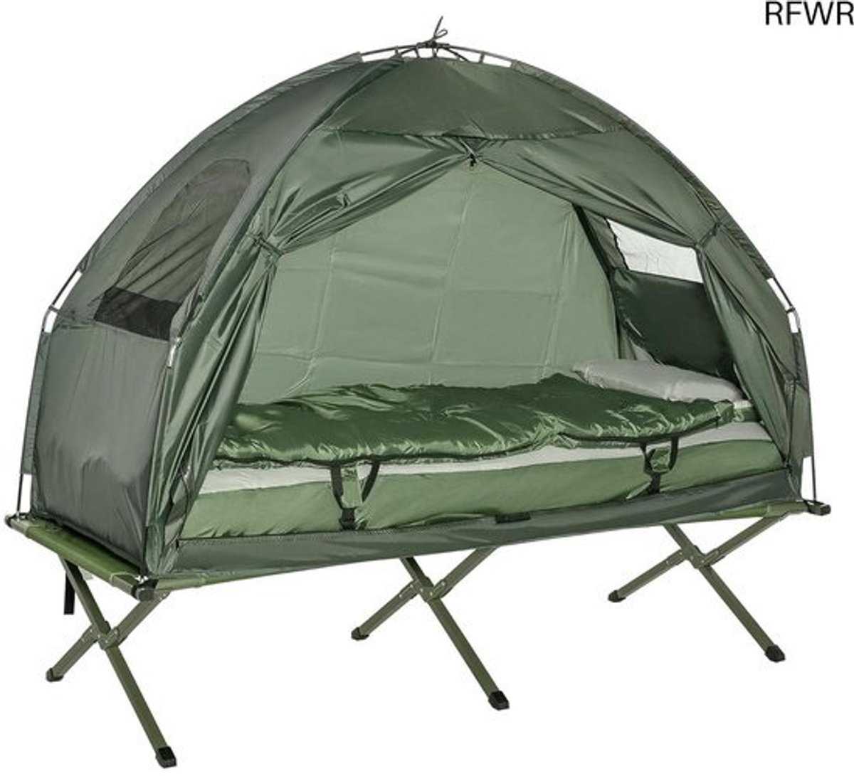 RFWR® Campingbed 4 in 1 set met tent, slaapzak, matras en opbergzak voor buitenactiviteiten