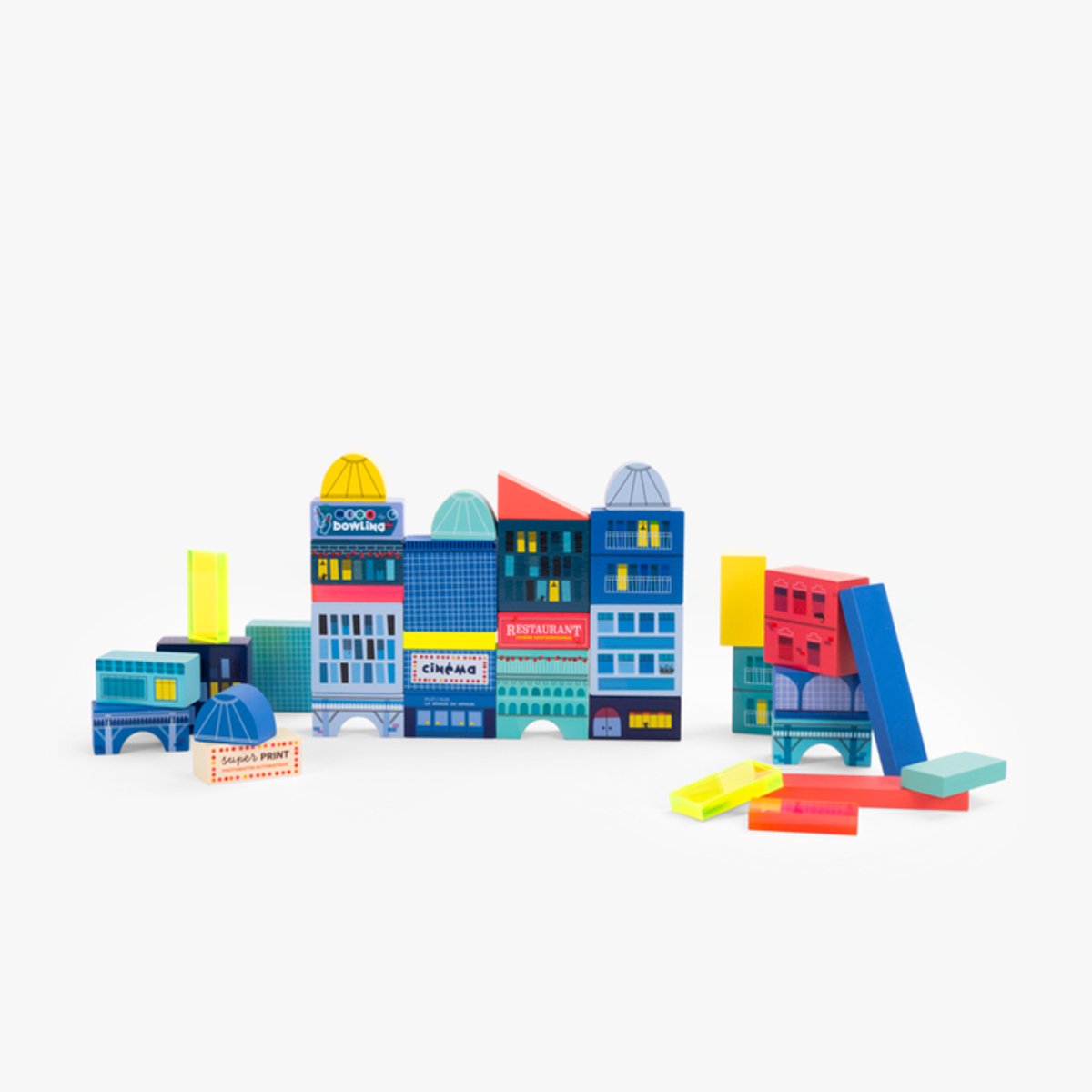 Moulin Roty- Bouwbloken stadsdelen - 51 stukken- blocks city avenue du Moulin
