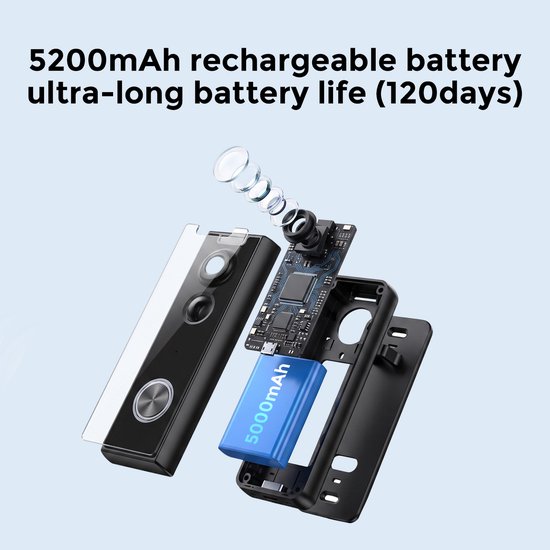 ieGeek Video Deurbel Camera - 3MP 2K HD - 2-Weg-Audio - 16 inch Nachtzicht - Slimme Videodeurtelefoon Wi-Fi Inclusief Chime - Waterdicht - Compatibel met Alexa — afbeelding 5