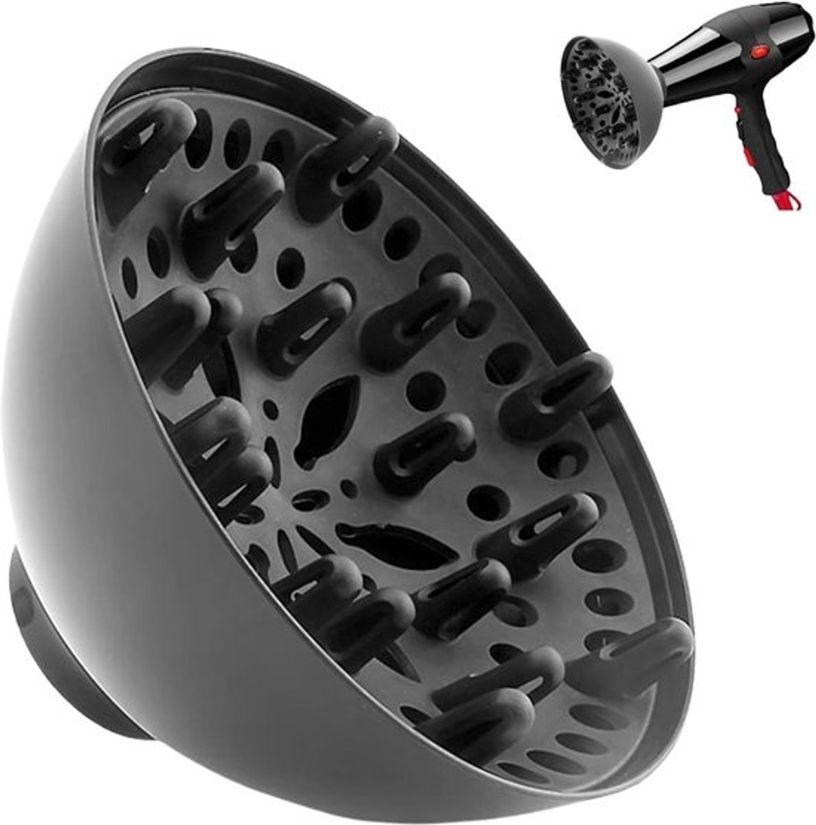 Haardiffuser Opzetstuk - Föhn Accessoire - Natuurlijke Krullen Stylen - Universele Pasvorm - Compact Lichtgewicht - Zwart