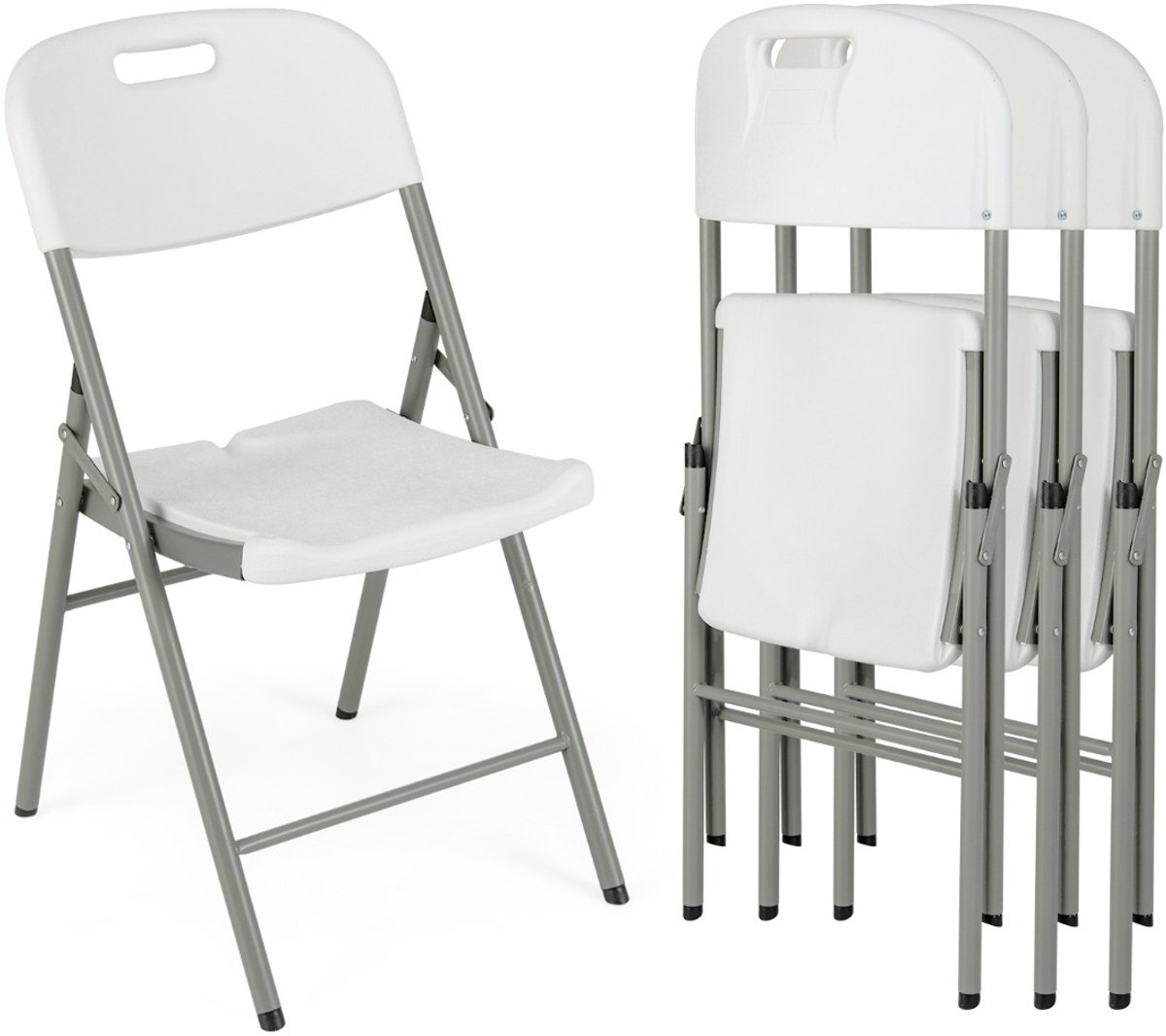 SureDeal® - Eettafel - Klapstoelen Gaststoelen - Metalen - Handgreep - Feestjes Bruiloften Draagvermogen - 58x45,5x84 cm - Wit