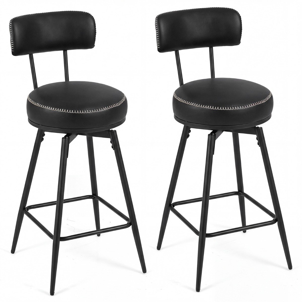 SureDeal® - Barkruk - Draaibare Barkrukken Stuks - Gestoffeerde Rugleuning Voetsteun - Metalen Poten Kunstleren - 46x41x98 cm - Wart