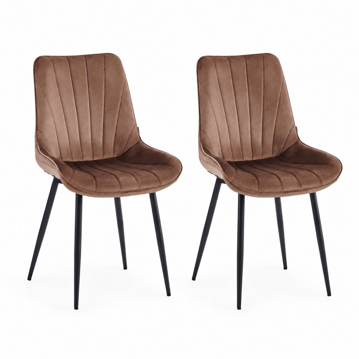 Colenis Lesedi Eetkamerstoel - Set Van 2 - Bruin - Fluweel - Velvet - Industrieel