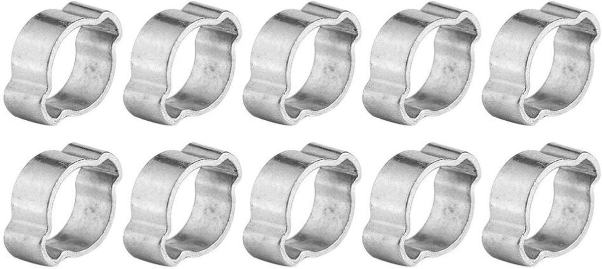 Set van 10 verstelbare slangklemmen in 8 maten van roestvrij staal voor buizen en slangen (17-20MM)