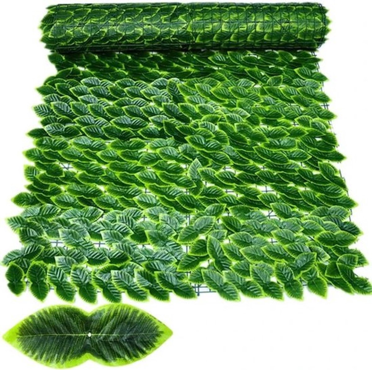 Kunsthaag Blad Hek - Privacy Scherm - Balkon Tuin - Realistisch Dik Groen - 50x300cm - Kleurrijk Groen