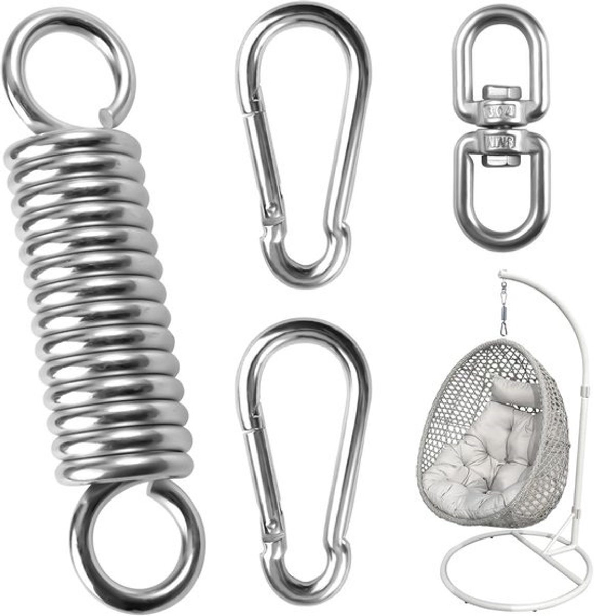 Schommelveer Hangstoel - Veranda Swing Veer - Ontspannen Buiten - Roestvrij Staal 304 - 15cm Lengte 250kg