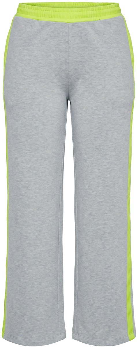 MIAMODA - Dames - heerlijfeatpants wijde pijpen elastische tailleband neon - Grijs melange - Maat 58