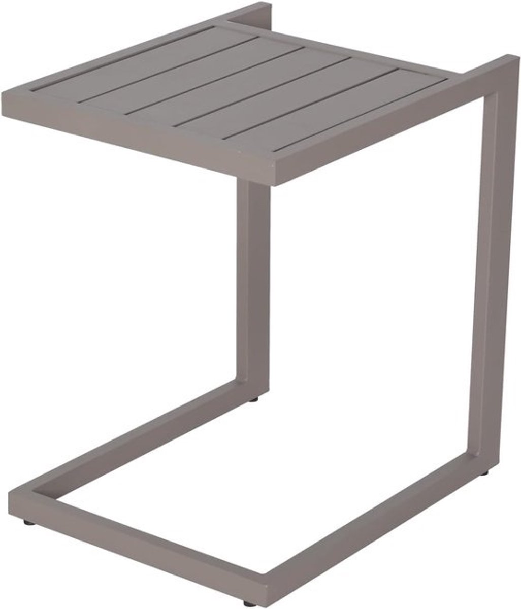 Bijzettafel Aluminium - Tuintafel Side Table - Buiten Zitten - Gemakkelijke Montage - 40 x 50 x 55 cm - Beige