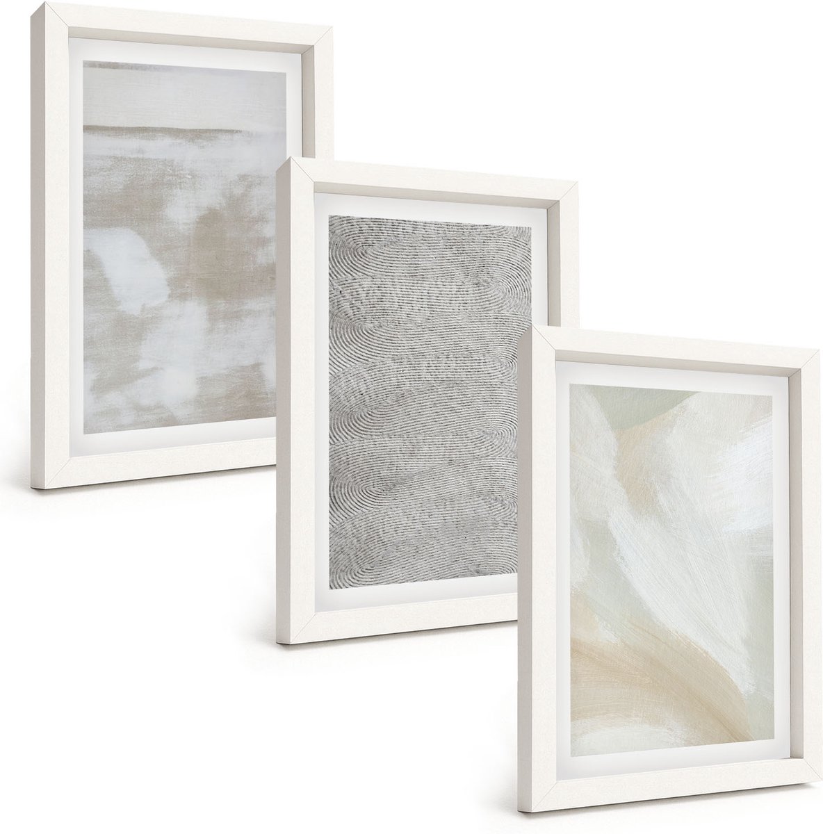 Wallfluent 3-Delige Schilderij Set - Abstractie In Design Moderne Schilderkunst Texturen - 20 x 30 - Stijlvolle Muurdecoratie - Kantoor - Wanddecoratie