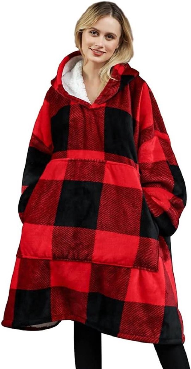 Deken met mouwen - Oversized hoodie - Comfortabel loungen - Zachte sherpa voering - 96 cm lengte - Veelzijdig