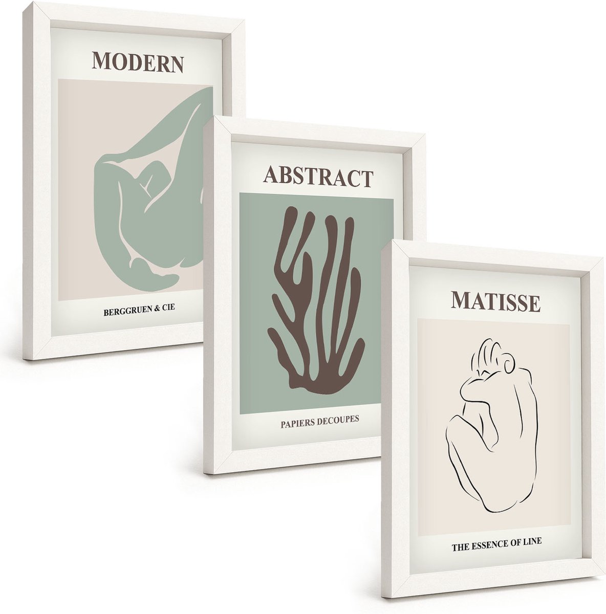 Wallfluent 3-Delige Schilderij Set - Stijlvolle Schilderijen Met Abstracte Motieven Van Henri Matisse - 20 x 30 - Wanddecoratie - Schilderijen Set - Interieur - Moderne Wanddecoratie