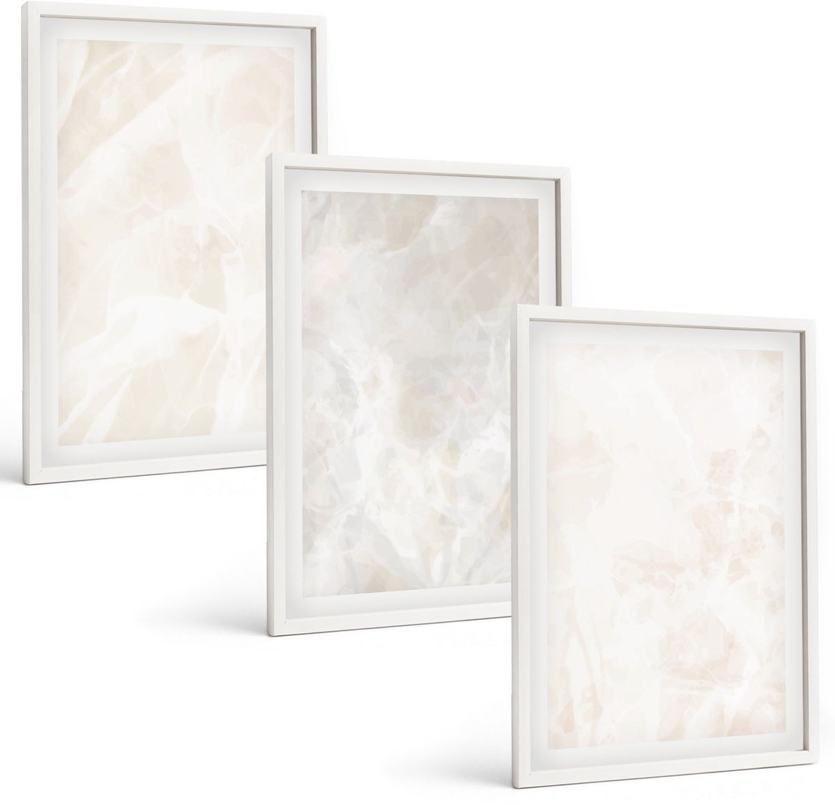 Wallfluent 3-Delige Schilderij Set - Elegante Marmersteen Achtergrondtextuur - 40 x 60 - Stijlvolle Wanddecoratie - Interieur - Interieur Decoratie