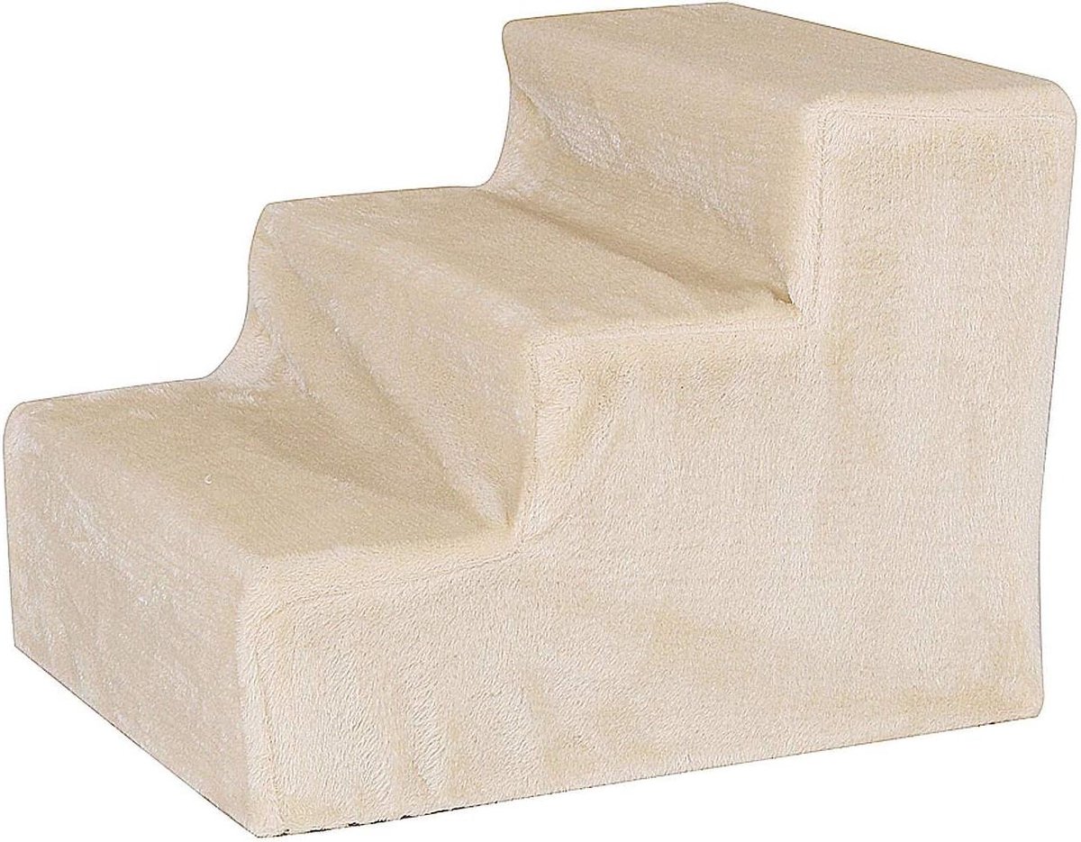 Huisdier Trappetje - Honden ladder - Ondersteuning Mobiliteit - Zachte Plush Bekleding - 46 x 36 x 34 cm - Beige
