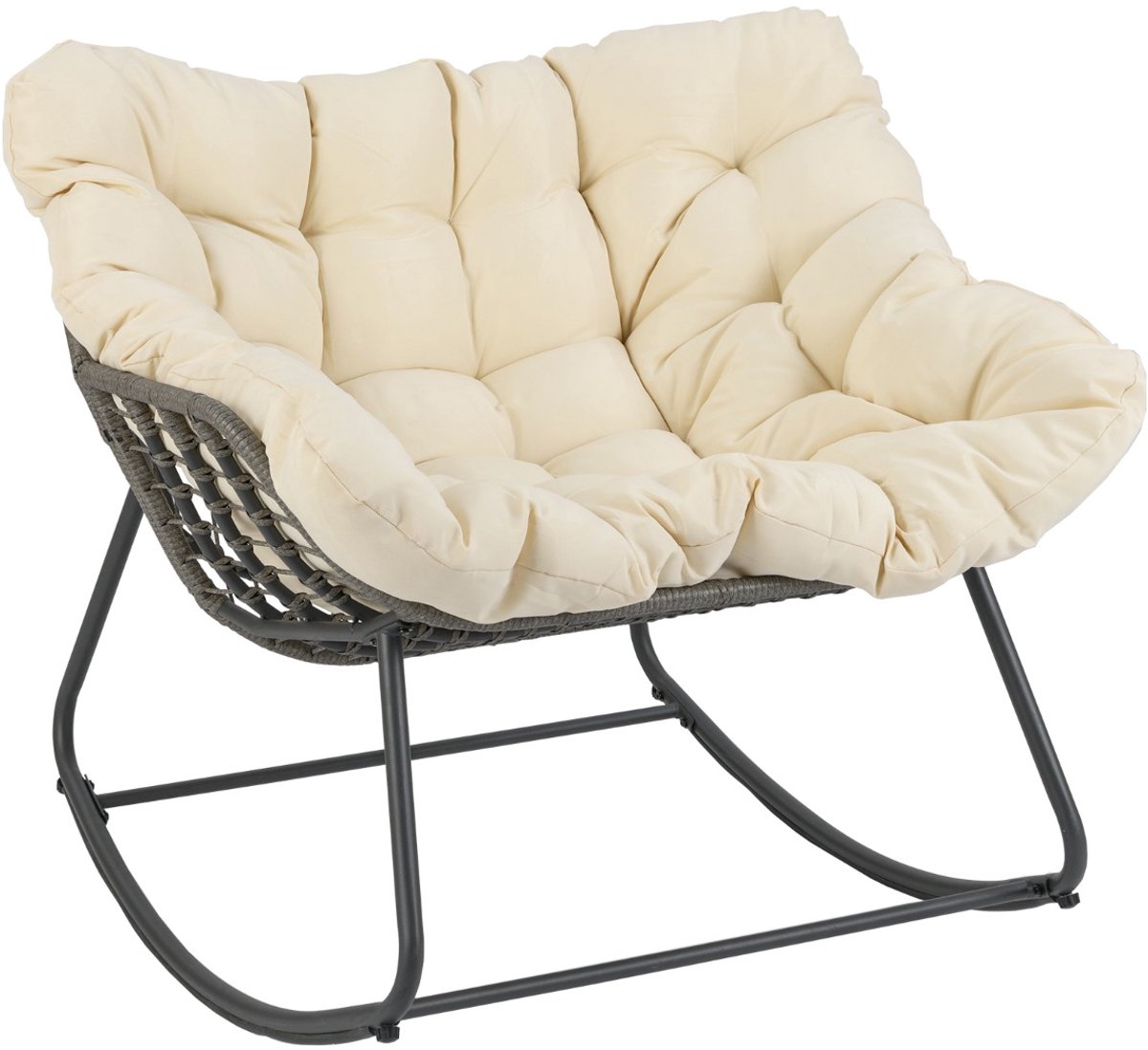SureDeal® - Tuinstoel - Schommelstoel - Dikke - Afneembare Kussen Overgrote - 98x98x87 cm - Naturel