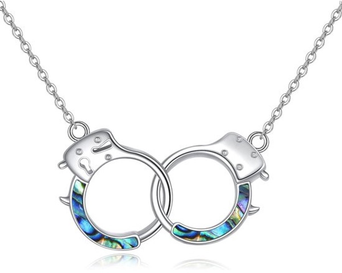 Halsketting met Handboeienhanger | Sterling Zilver en Abalone