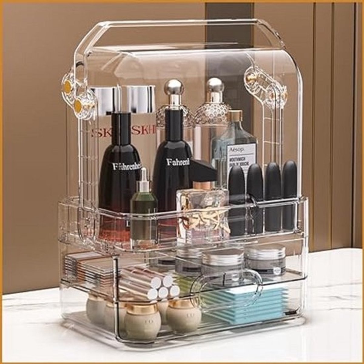 Draagbare Transparante Luxe Multifunctionele Make-up Case - Cosmetische Organizer voor Huidverzorging en Sieraden