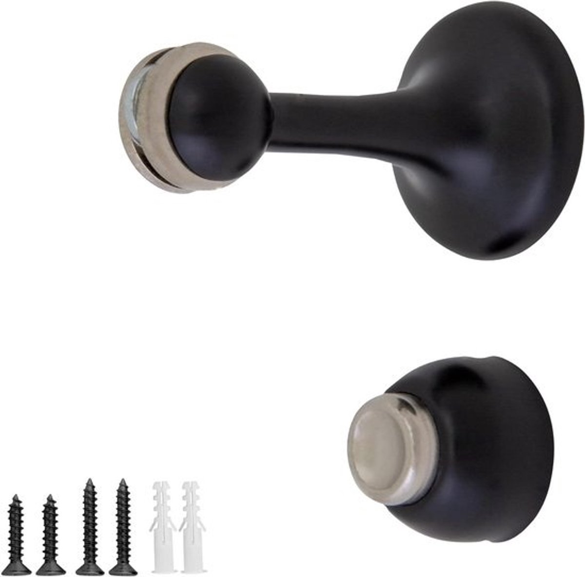 Magnetische Deurstop - Deurvanger Deurhouder - Deur Beschermen - Flexibele Montage - 2 stuks - Mat Zwart