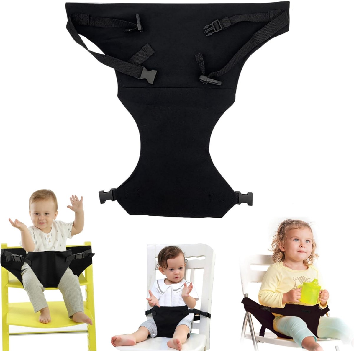 Draagzak - Schouderriem - Babydrager - Stoelriem - Stoeltje veiligheidsgordel - Voedingsriem - Zacht - Elastisch - Met gesp - Machinewasbaar - Lichtgewicht - Huishoudelijke artikelen - Geschikt voor baby, stoel, voeding (zwart, 45*46 cm)