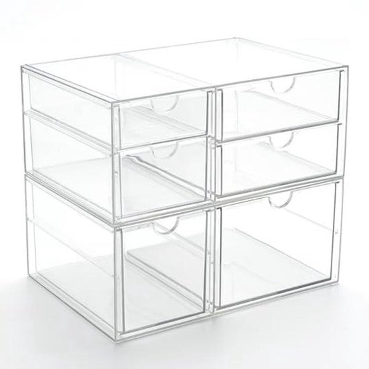 Acryl Lade Make-up Organizer Set van 2 met 6 Laden - Doorzichtige Stapelbare Opbergladen voor Badkamer, Bureau en Ijdelheid