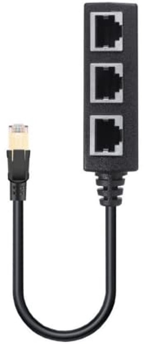 Ethernet Splitter Splitter Kabel met 3 Vrouwelijke Poorten en 1 Mannelijke Poort – Uitbreiding van LAN Netwerk CAT8