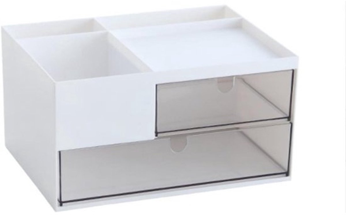 Make-up organizer met 2 laden en 4 compartimenten - Cosmetica opbergdoos voor nagellak, lippenstift, borstels en sieraden
