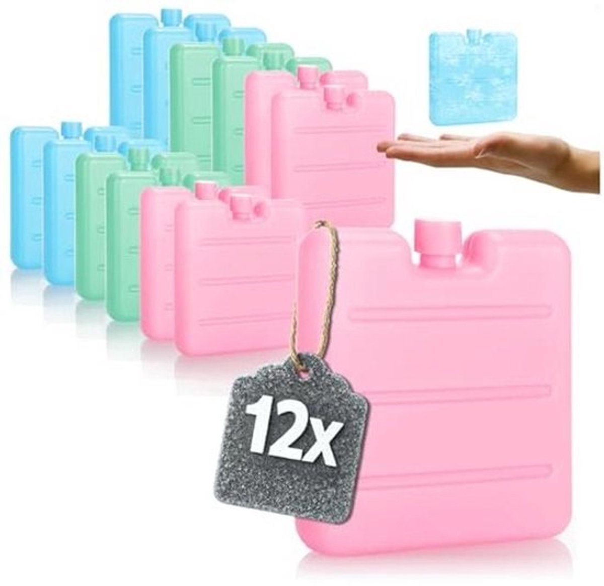 12x mini-ijspakketten - Ruimtebesparende koelelementen voor koelboxen en koeltassen - Kleurrijke ijspakketten voor levensmiddelen en dranken