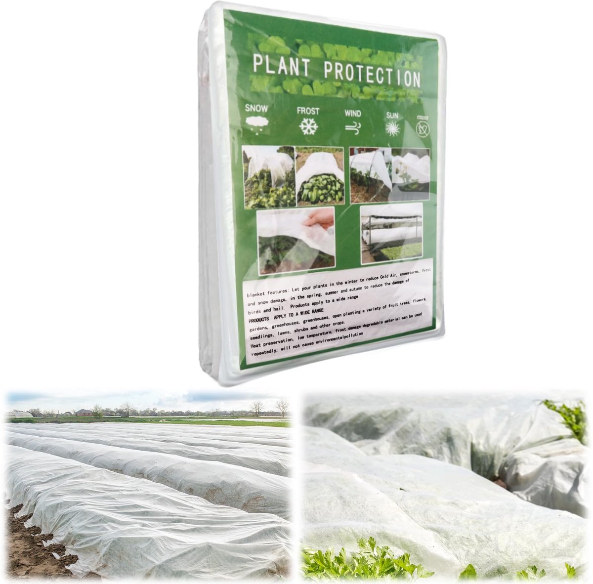 Vorstbeschermingshoes - Vliesdoek - Voor planten - 2x5m 35 g/m²